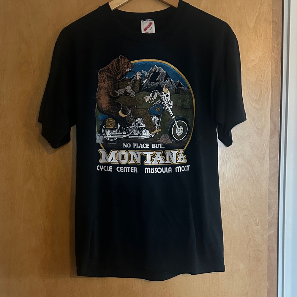 Vintage Harley Davidson Jerzees Black Montana Graphic Tee